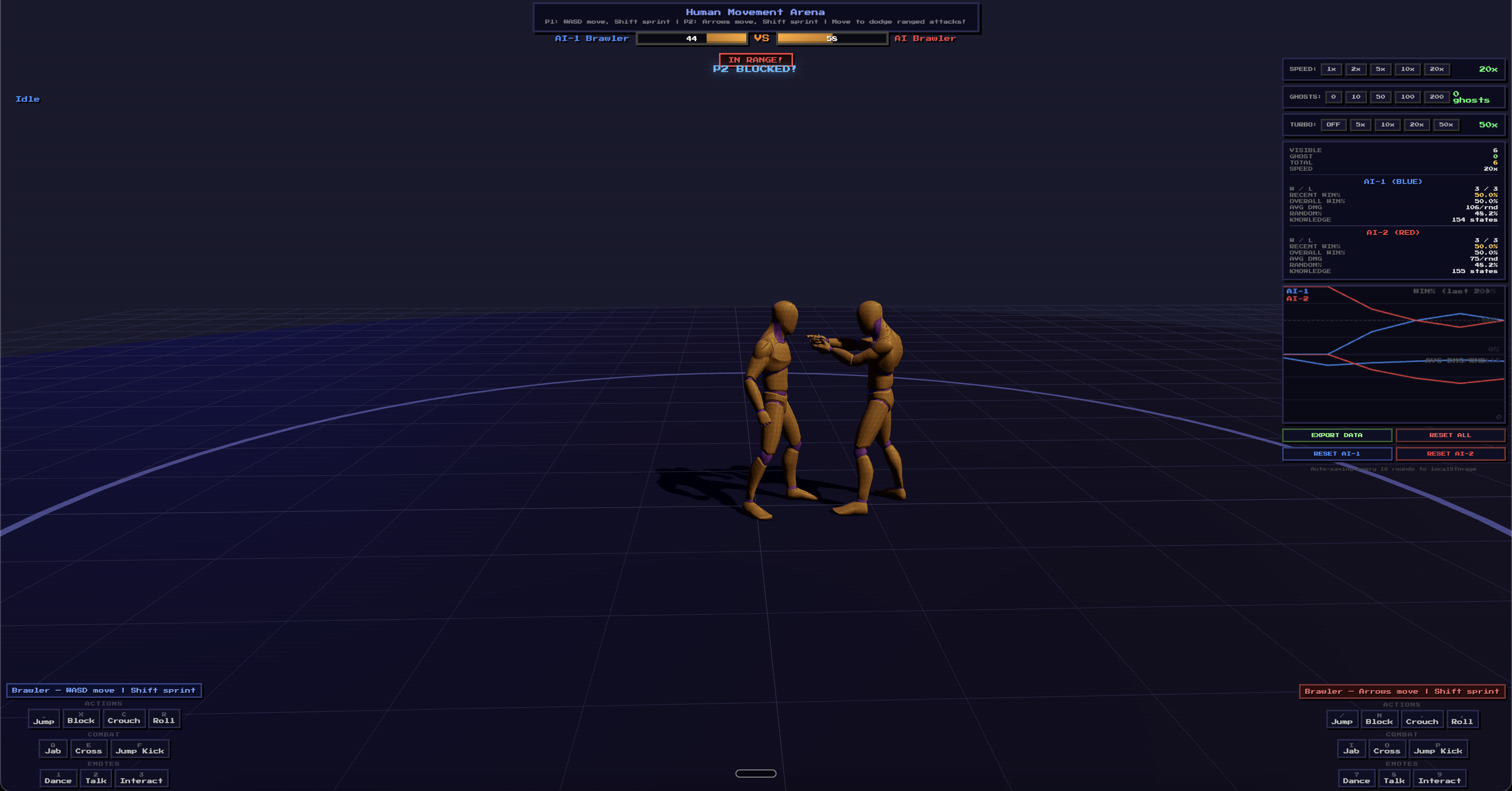 AI fighters in the arena during final training